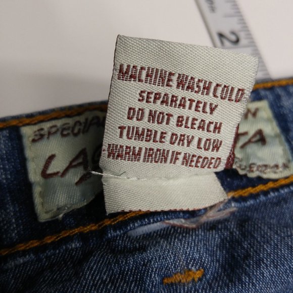 Lachilotta Flare Jeans Juniors 7 Embellished Bling Embroidered Stretch Low B055 - Picture 4 of 8